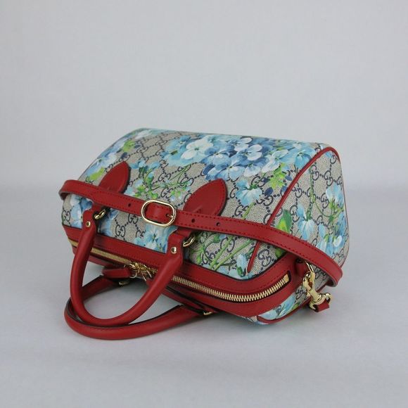 New Gucci Blue Bloom GG Coated Canvas Small Boston Bag Handbag 4052 42 - Picture 6 of 11